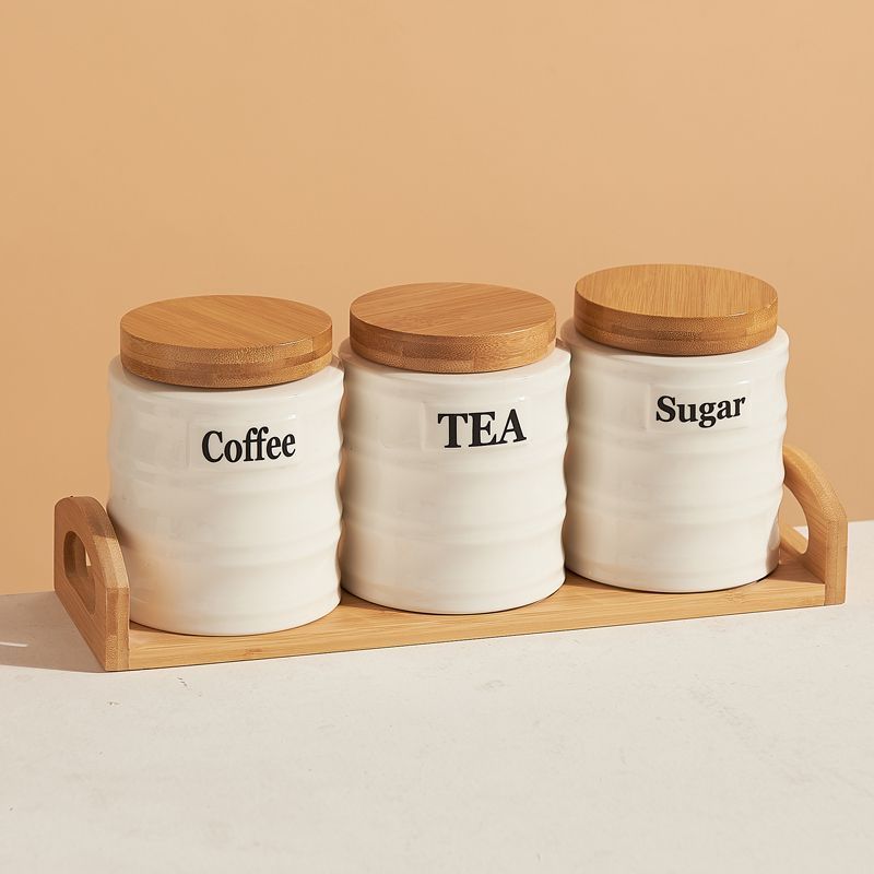 Kitchen Baking Canisters - طقم من 3 أوعية تخزين سيراميكية