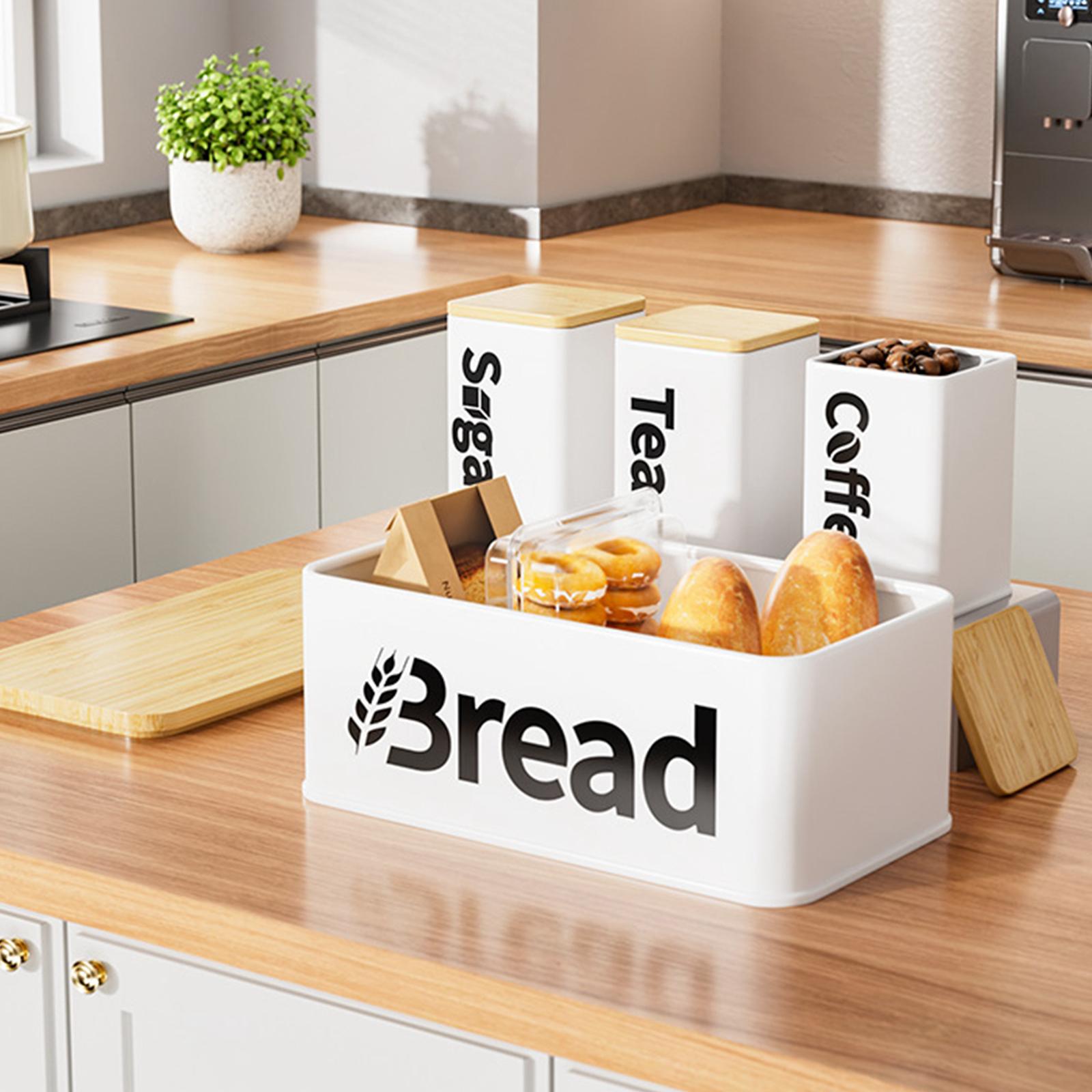 Kitchen Baking Canisters - صندوق تخزين الخبز من الحديد والخيزران،