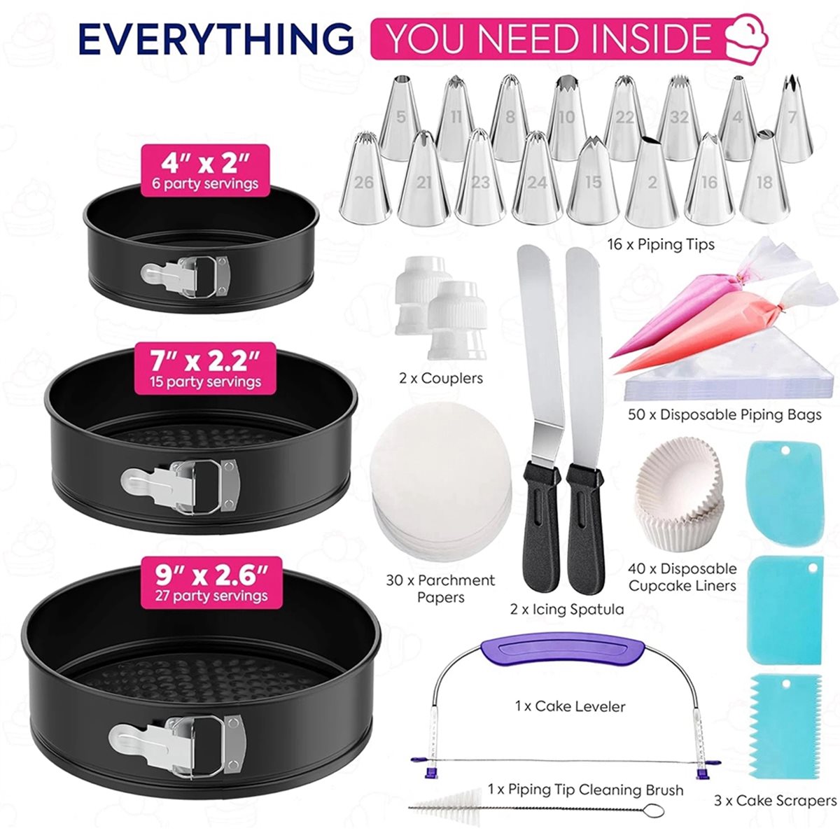 Springform Pan Set - مجموعة قوالب الكيك 148 قطعة لعام