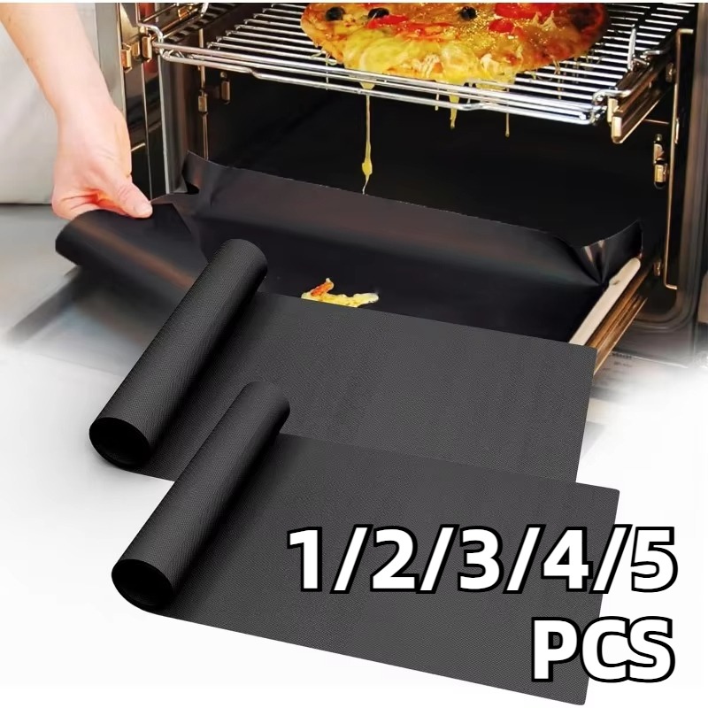 Kitchen Baking Mat - 1/2/3/4/5 قطعة أسود شواء شواء حصيرة