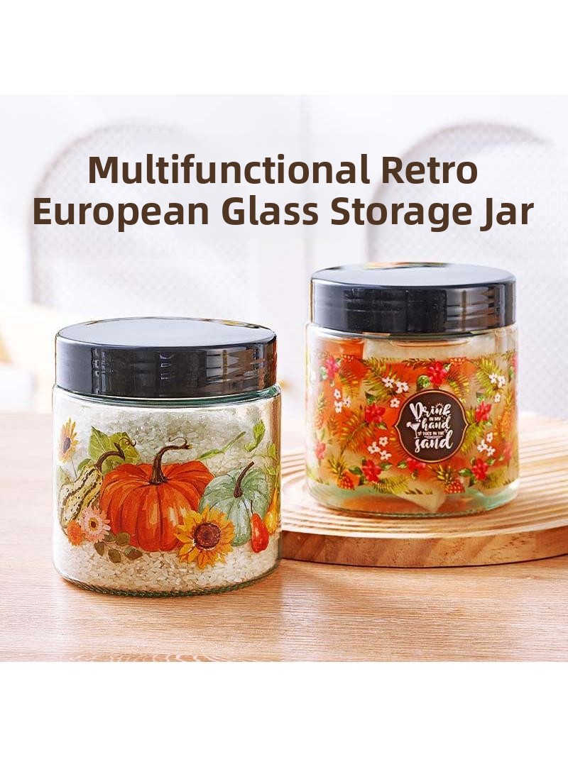 Kitchen Baking Canisters - وعاء تخزين زجاجي سميك محكم الإغلاق،