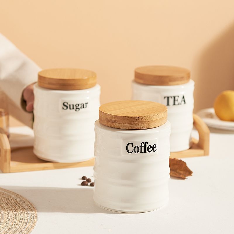 طقم من 3 أوعية تخزين سيراميكية - مراجعة Kitchen Baking Canisters وسعره