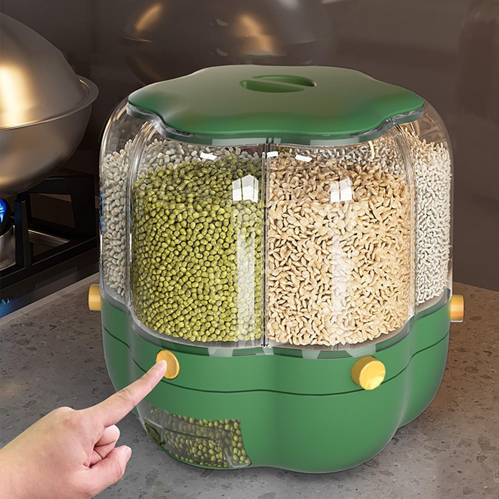 موزع حبوب دوار، وعاء تخزين الأ - مراجعة Kitchen Baking Organization وسعره