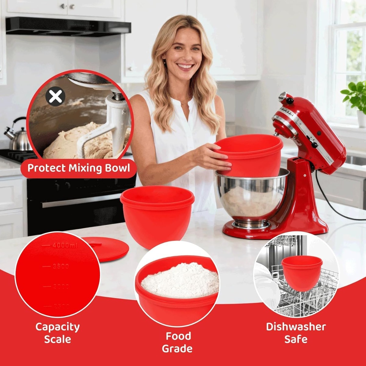 بطانة وعاء خلاط سيليكون مع غطا - مراجعة Kitchenaid Baking Bowl وسعره