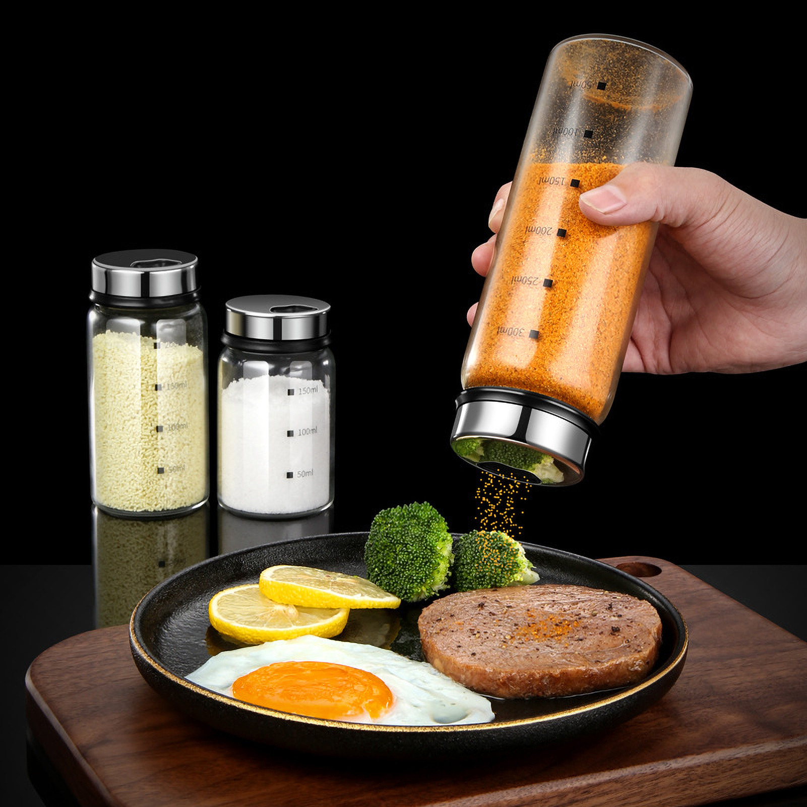 وعاء توابل زجاجي مع مقياس 4 من - مراجعة Kitchen Bank وسعره